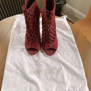 SOLD ! Jimmy Choo burgundy suede cage sandal heel 38